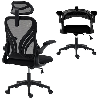 HOMCOM Chair Ergonomic desk, Mesh desk armchair with Foldable Fold, 2D Headrest, Bracing, Bracing, so