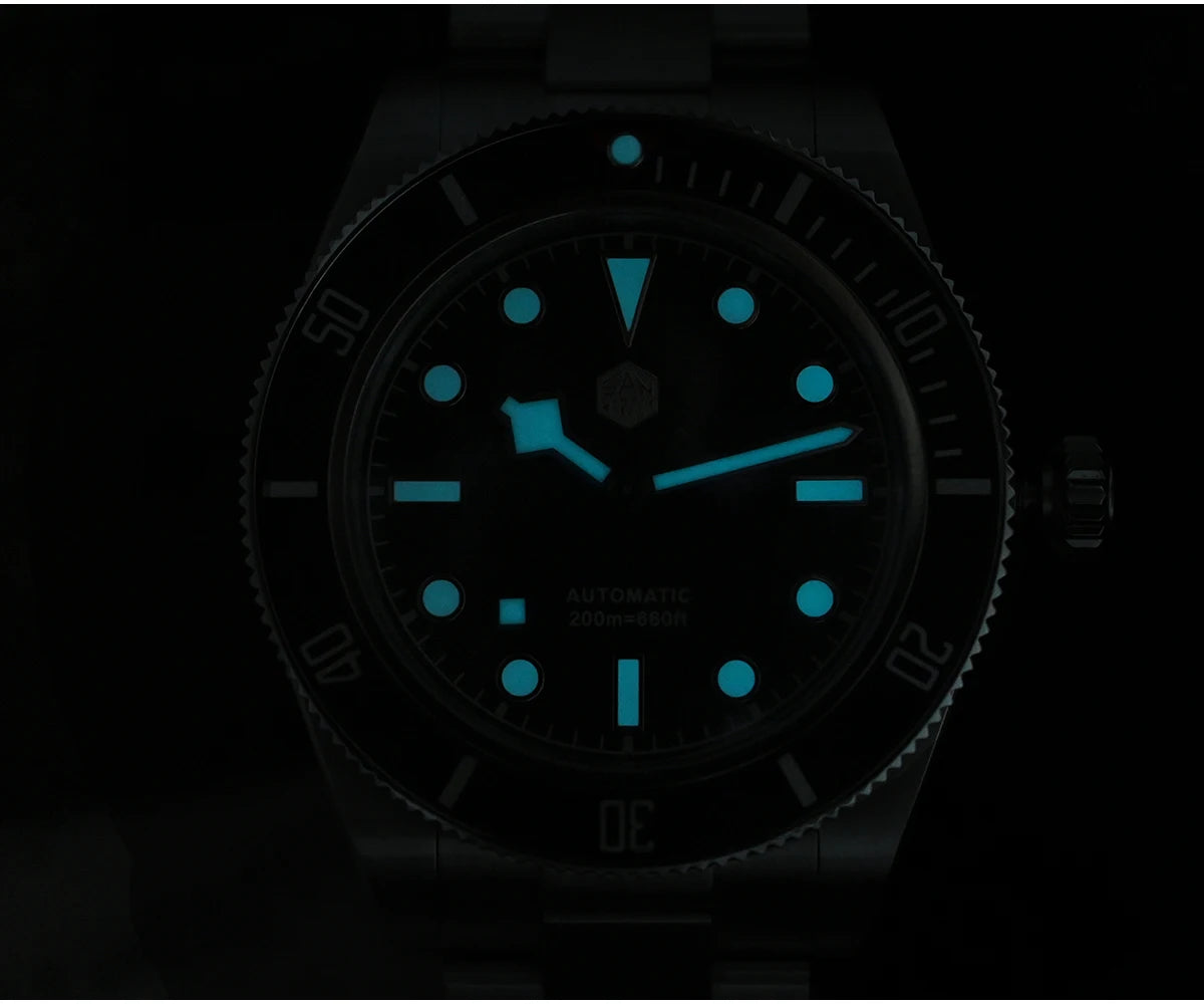 San Martin 40mm Retro Luxury Diver Watch NH35 Automatic Mechanical Watches for Men with Sapphire 200m Waterproof Luminous SN0008