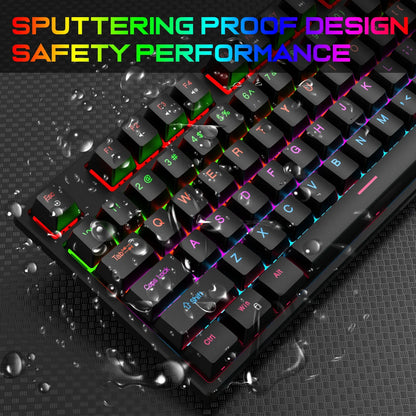 Wired Gaming Keyboard Cool Light Backlit Waterproof Gaming Keyboard Full Size 104 Key Mechanical Feel Keyboard for PC Gamer