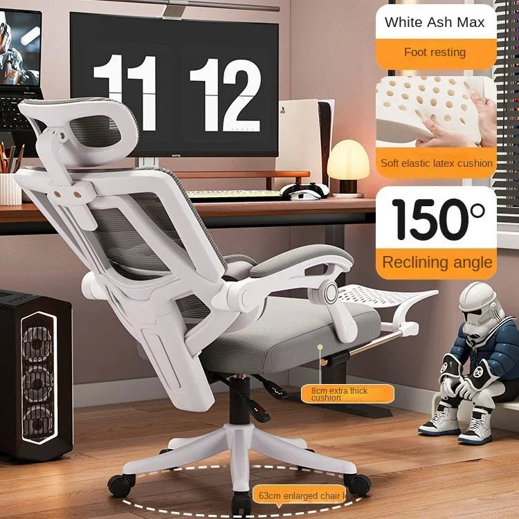 Cadeira de Escritório Ergonómica em Malha com Apoio Lombar, Cadeira de Secretária de Encosto Alto para Adultos, Cadeira de Trabalho Confortável para Longas Horas