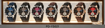 PAGANI DESIGN – luksuzni mehanički sat za muškarce, 41 mm, safirno staklo, kožni remen, vodootporan, u pilotskom stilu, s turbiljonom i fazama mjeseca