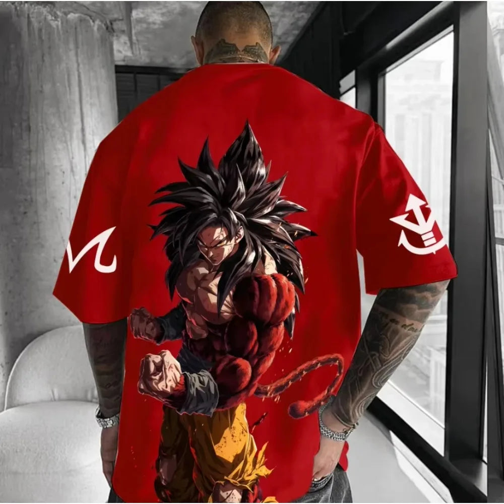 Dragon Ball Anime Super Saiyan 4 T-shirt 2025 Summer Men's and Women's Street Loose Casual Versatile Parent Child Clothing Top