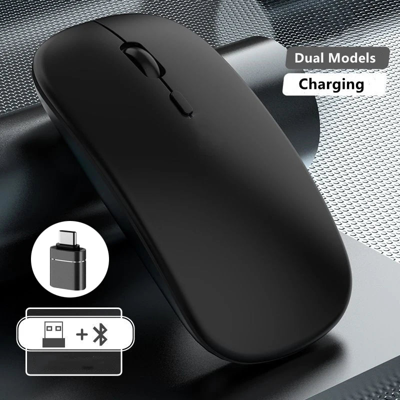 Ratón inalámbrico recargable de doble modo, compatible con Bluetooth y USB 2.4G, para ordenador, portátil, iPad, tablet y notebook, ratón gaming