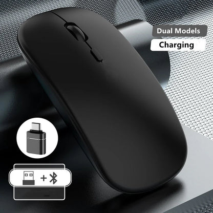 Ratón inalámbrico recargable de doble modo, compatible con Bluetooth y USB 2.4G, para ordenador, portátil, iPad, tablet y notebook, ratón gaming