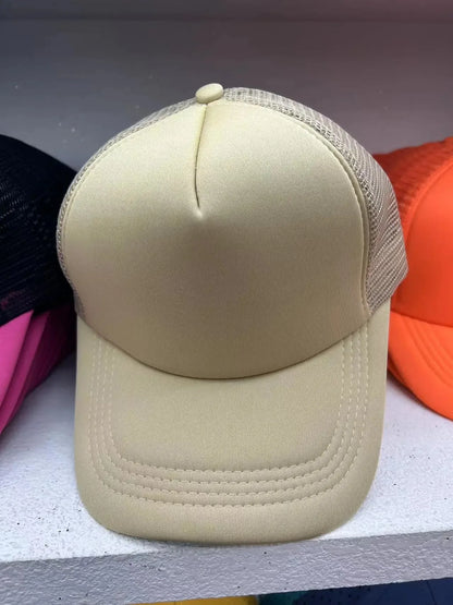Unisex Cheaper 5 Panel Trucker Hat For Adult Summer Net Baseball Cap Men Women Blank Mesh Adjustable Sun Hat Visor