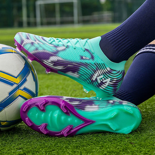New Men’s Football Boots Outdoor Sneakers High-Quality Grass Cleats Soccer Shoes Boys Match Hot-Selling Non-Slip High-Top Light