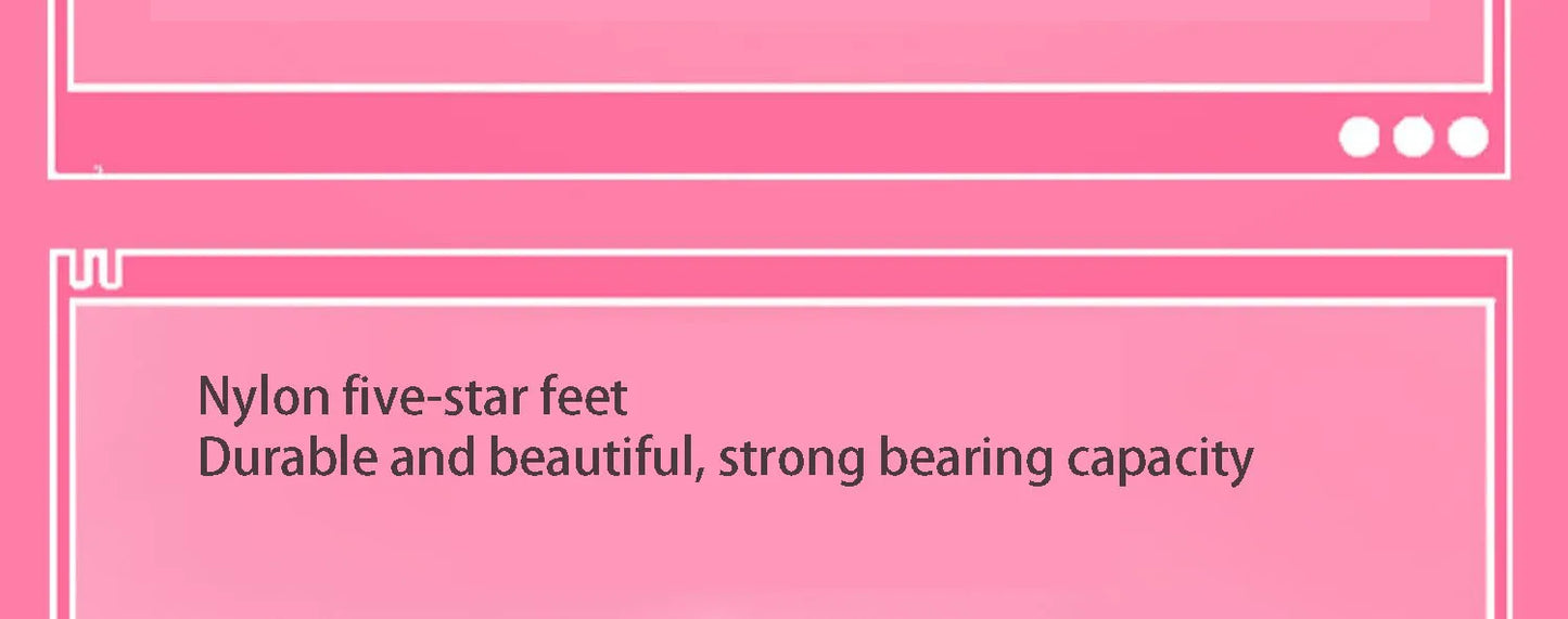 Pink Cartoon Electric Sound Gaming Chair, Rotating Office Chair with Adjustable Height, Latex Cushion, 360° Swivel Computer Chair for Home & Study