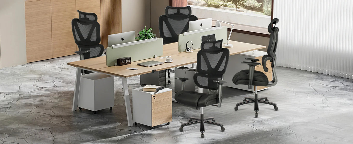 Desk Chair Ergonomic Office Chair with 135° Recline, 3D Breathable Nylon Net, Adjustable Neck & Lumbar Support, B