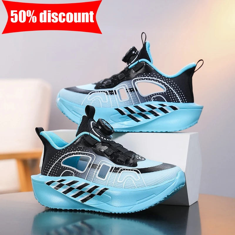 Children's Running Shoes Comfortable Mesh Boys Outdoor Training Shock-Absorbing Tennis Shoes New Hollow Breathable Casual Shoes