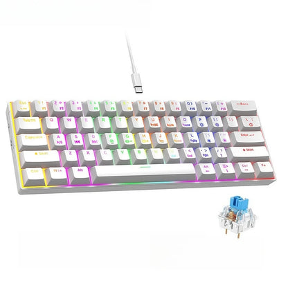 60% mechanical keyboard 61 key wired luminous gaming keyboards Gamer teclado para computadora pc ergonomic black white key board