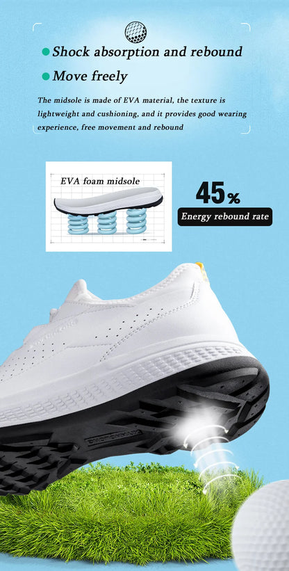 Golf Sports Shoes for Men, Waterproof High-Quality Leather Golf Competition Sports Shoes, Formal Golf Course Training Shoes for Men
