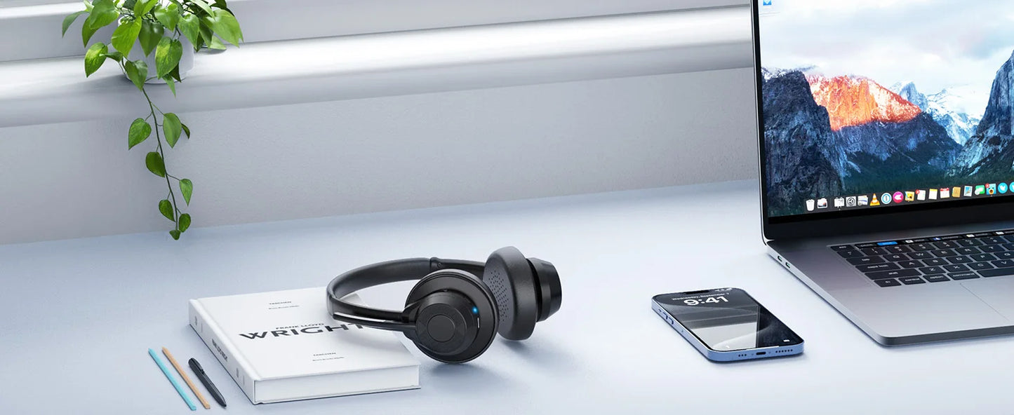 Bluetooth Headset, Wireless Bluetooth V5.4 Headphones with Microphone, Noise Canceling Mic Multipoint Connect Wireless Headset