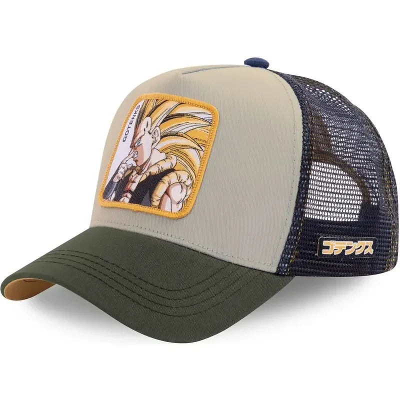 Dragon Ball Son Goku-baseballkasket til mænd, sommerkasket til rejser, broderet hiphop-solskærm, justerbar trucker-meshkasket