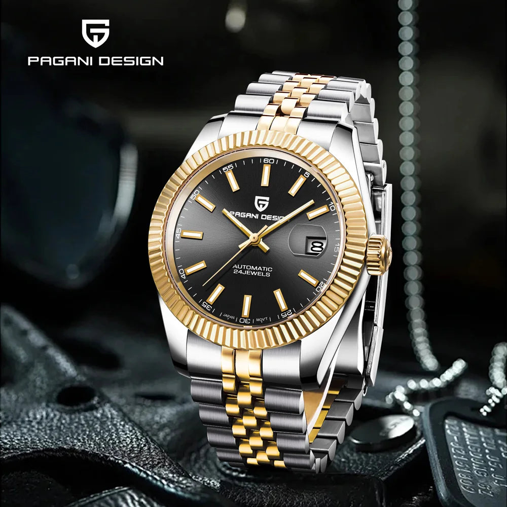 Relógios PAGANI DESIGN 2026 Novos, de Luxo, em Dourado e Prateado, Relógios Mecânicos para Homem, em Aço Inoxidável, com Vidro de Safira e Movimento Automático