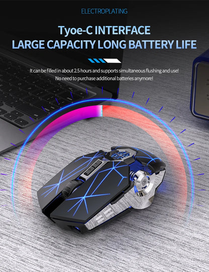 2.4G Wireless Mouse 6D Optical Rechargeable Wireless Mouse Noiseless Mice DPI1600 for Macbook PC Laptop
