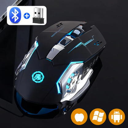 Punjivi bežični gaming miš – tihi Bluetooth/USB, RGB pozadinsko osvjetljenje, e-sport za PC