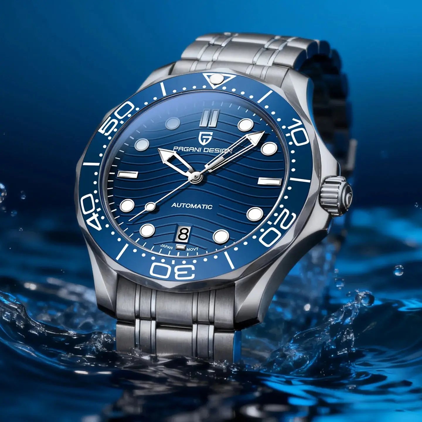 PAGANI DESIGN 2026 New V2 Waves 200M Relógio de mergulho automático masculino de luxo, cristal de safira, relógio de pulso masculino AR