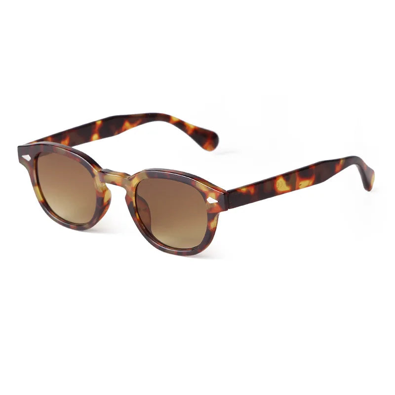 JNPCXI Vintage Round Sunglasses Women Men Retro Rivet Blue Gradient Female Sun Glasses UV400