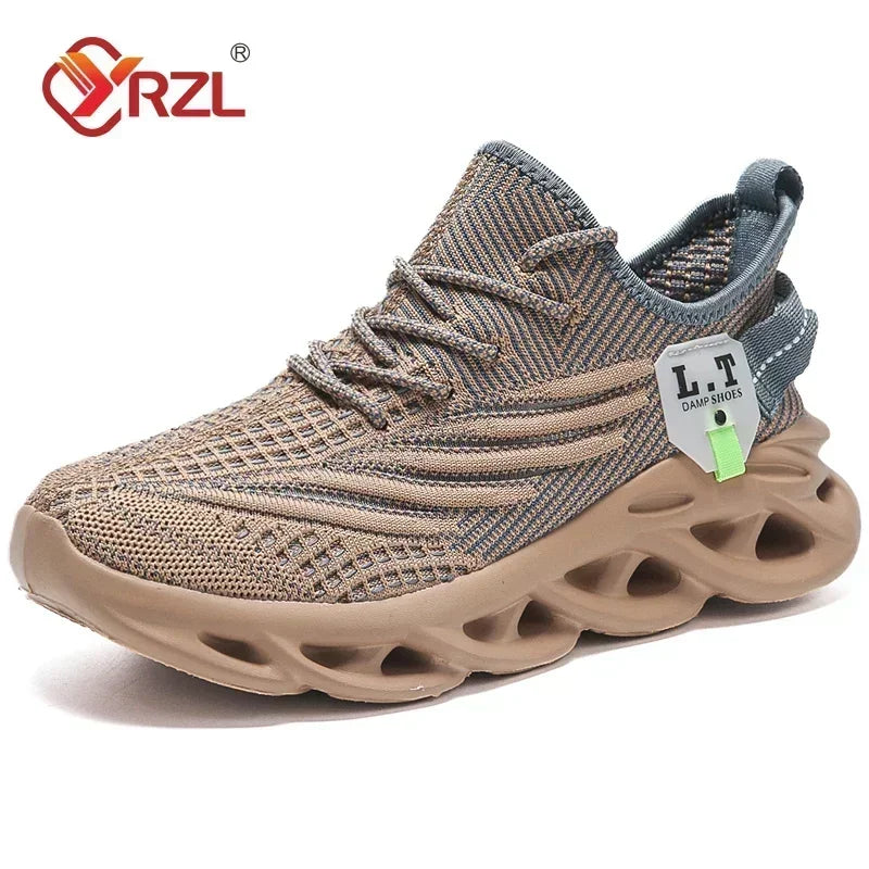 YRZL Men Sports Running Black Jogging Shoes Casual Sneakers Outdoor Breathable Mesh Women Light Shock-Absorption Black Tennis
