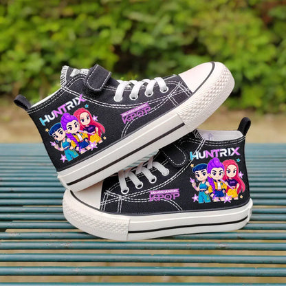Chaussures en toile pour enfants Rumi Mira Zoey, chaussures pour filles, chaussures de sport, baskets à motifs, chaussures pour enfants, chaussures de tennis à tige haute, chaussures de ville.