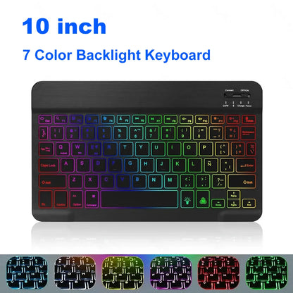 Mini-Bluetooth-Tastatur RGB kabellose Tastatur 10 Zoll beleuchtete Tastatur mit Hintergrundbeleuchtung Touchpad-Tastatur für iOS Android Windows iPad