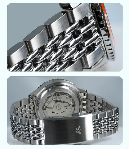 WM Watch Automatic Mechanical Diver Watches Men Sparkle Grain Gradient Dial Ceramic Bezel NH35 AR Coated Welly Merck Watch WM212