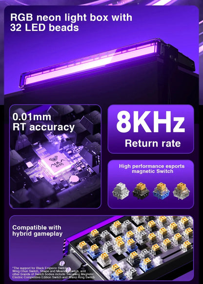 Tastiera AULA HERO 68HE con switch magnetici RGB, tastiera meccanica gaming Rapid Trigger, polling rate 8K, cablata, eSport personalizzata