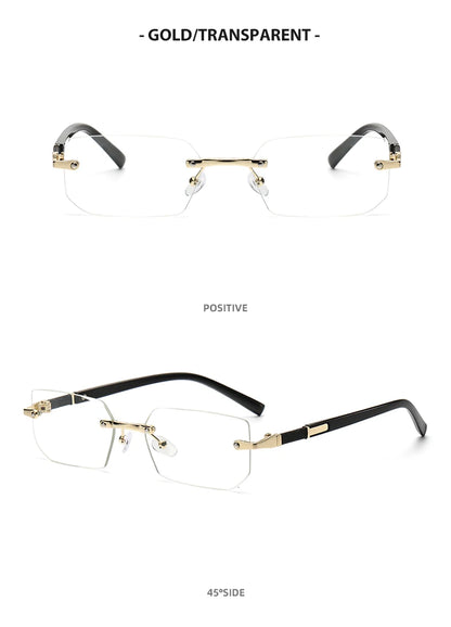 Trendy Rimless Sunglasses for Men Women Fashion Frameless Rectangle Sun Glasses Retro Shades Summer Traveling Eyewear UV400