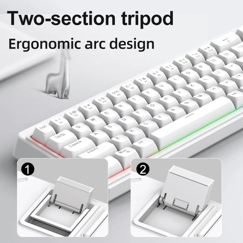 FREEWOLF M68SE Mini-Tastatur mit 68 Tasten, kabelgebunden, RGB-Hintergrundbeleuchtung, Type-C, 68-%-Layout, kompakt, für Gaming, Büro, PC und Laptop