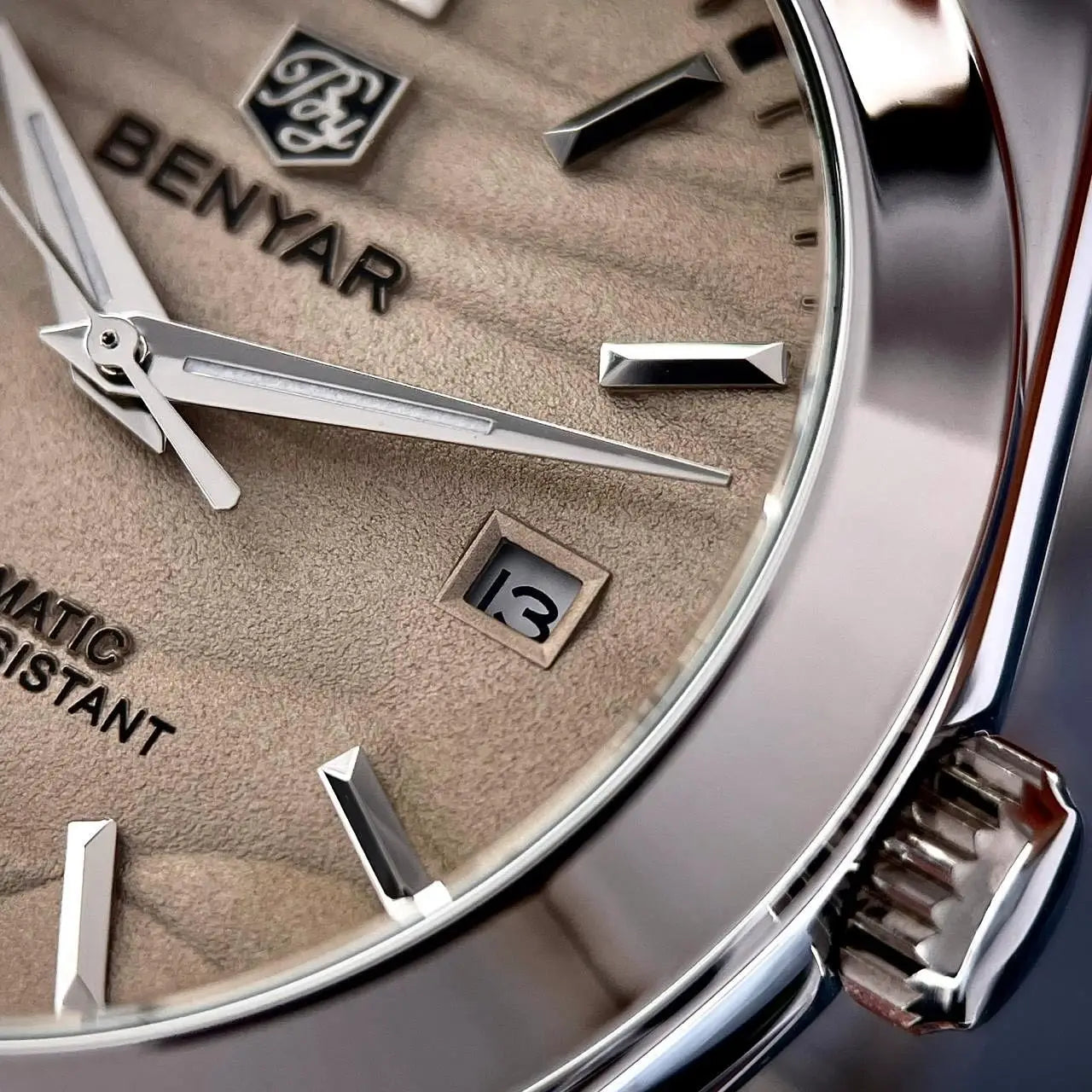 BENYAR luxury brand 40MM sand grain dial men's watch, stainless steel 50 meter waterproof automatic mechanical watch