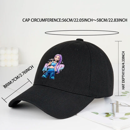 K-POP Purple Hair Idol Cartoon Print Baseball Cap Men Women Y2K Streetwear  Adjustable Dad Hat Sun Hat