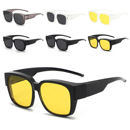 Polarized Fit Over Glasses Sunglasses Trendy Square Wrap Around Shades UV400 Protection Sun Glasses Can Be Worn Over Other Glass