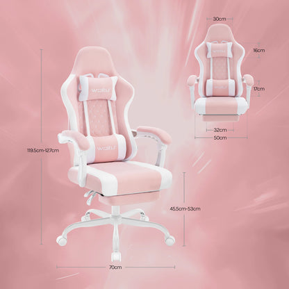 WOLTU Swivel Computer Chair with Massage Function Ergonomic Office Chair with Pillow & Footrest Height Adjustable Gaming Chair