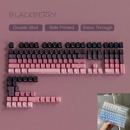 Nuevas teclas para teclado mecánico gaming 60/64/84/98/108 con interruptores MX, 135 teclas OEM PBT con grabado lateral y color degradado rojo y negro