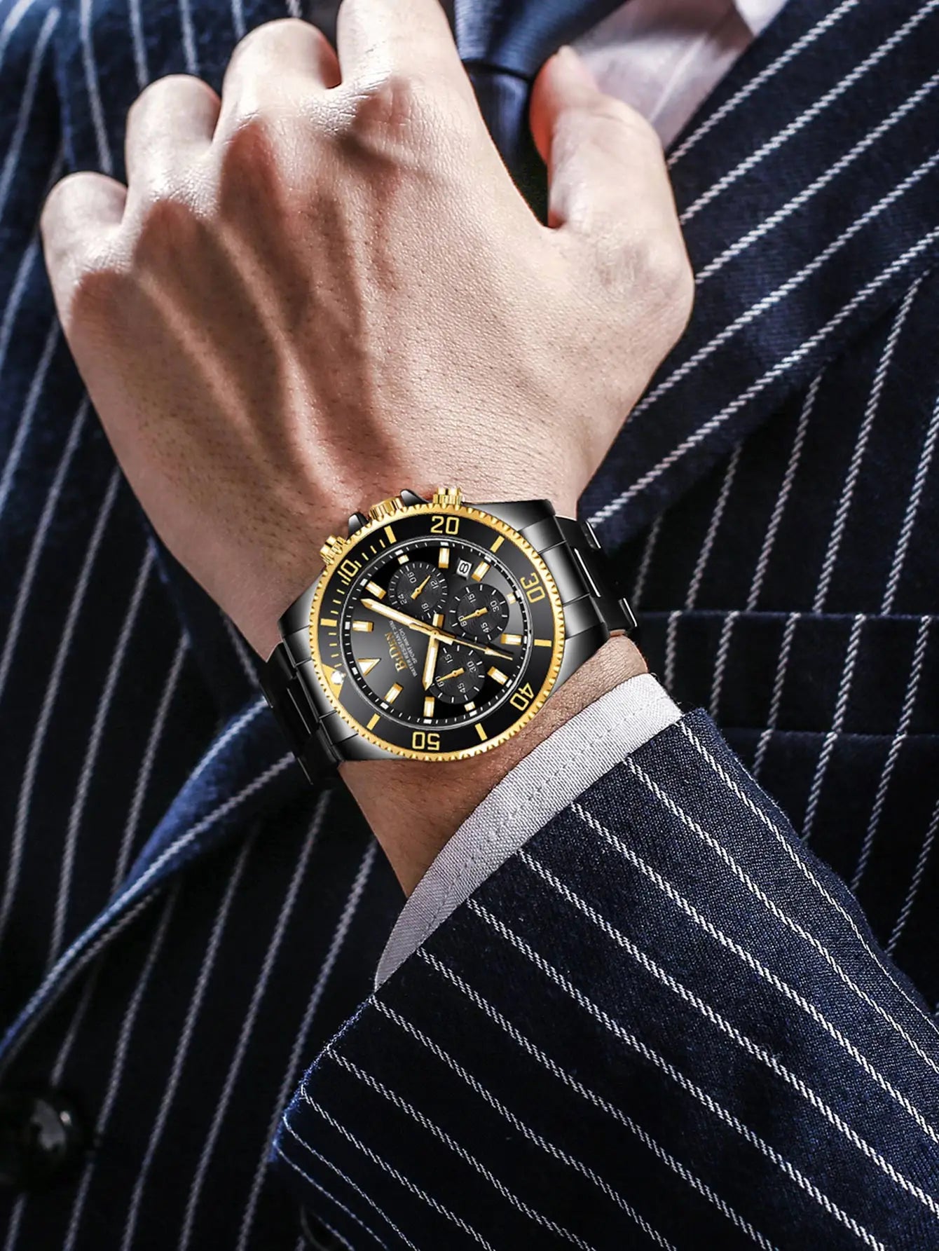 BIDEN Multi-functional men's quartz watch luxury waterproof night light business style diving series casual fashion watch