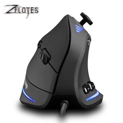 Zelotes C-18 Wired Gaming Mouse 11 Programmable Buttons 10000 DPI Laser Engine RGB Light Belt 128KB Vertical Mouse for Laptop PC