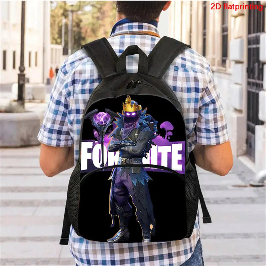 FORTNITE 3-Piece Lightweight Backpack Set with Front Pocket, Crossbody Bag & Pencil Case for Ages 5-10 Boys and Girls, Includes Free 3D Printed Keychain