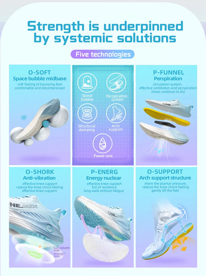 O-Resilio Running Shoes Men Cushion Stability Outdoor Sports Casual Mesh Lace-Up Lightweight Gym Jogging Sneakers