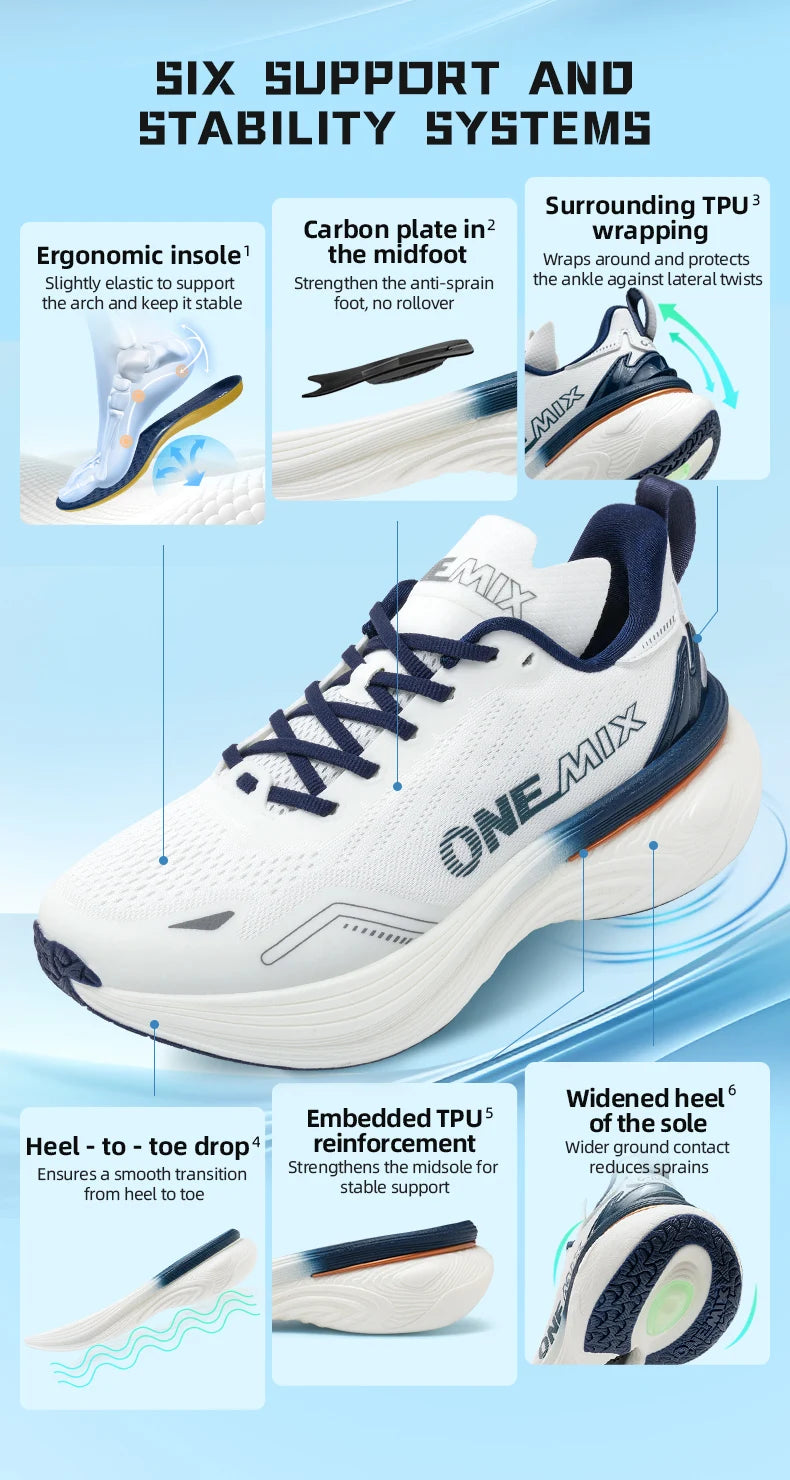 ONEMIX Bumper Max tekaški copati za tek, unisex, lahki športni copati, odporni na obrabo, modni športni copati za fitnes