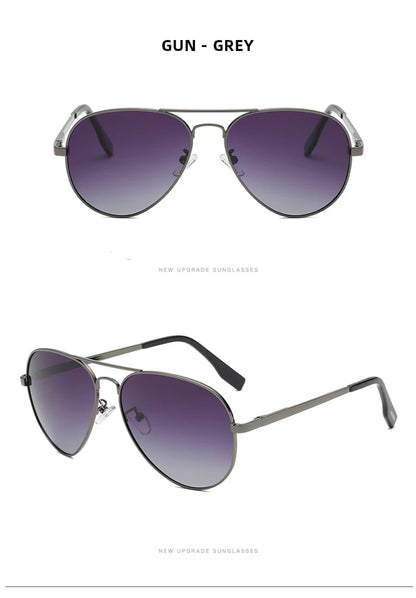 Classic Big Pilot Polarized Sunglasses Men Luxury Metal Black Aviation Sun Glasses Male Fashion Driving Vacation Shades UV400