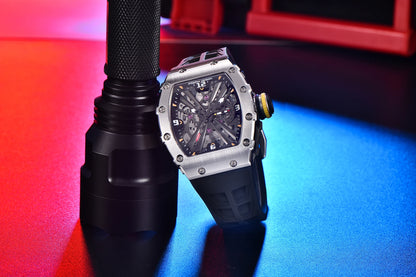 2026 Neue PAGANI DESIGN Herren-Quarzuhr VH65-Uhrwerk, Skeleton-Zifferblatt, 100M wasserdicht, sportliche rechteckige Uhr mit Saphirglas für Herren