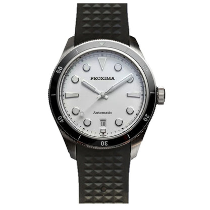 Proxima PX1697 39mm Men Watch White Enamel Dial Bubble Sapphire PT5000 SW200 Automatic Mechanical Vintage Watches 20Bar Luminous
