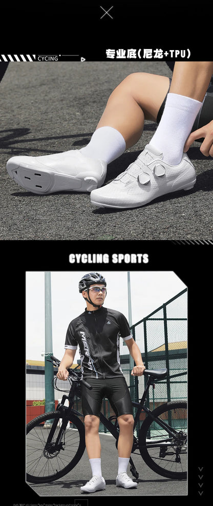 Zapatillas de ciclismo de velocidad para hombre, zapatillas de ciclismo de carretera, zapatillas con calas, zapatillas SPD, zapatillas de ciclismo para pedales planos, calzado de ciclismo para hombre, calzado para actividades al aire libre, color blanco
