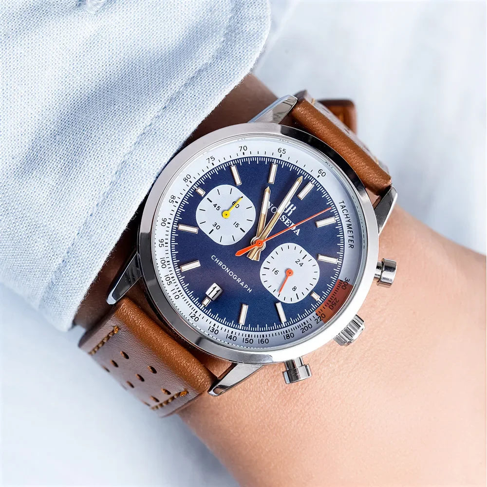 INCASEDA New Watch Timing Code Quartz Watch Multi functional Movement Men's Watch Round Luxury Brand Fashion Sports Quartz Watch