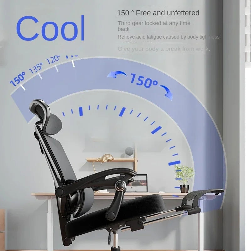 Cadeira de Escritório Ergonómica em Malha com Apoio Lombar, Cadeira de Secretária de Encosto Alto para Adultos, Cadeira de Trabalho Confortável para Longas Horas