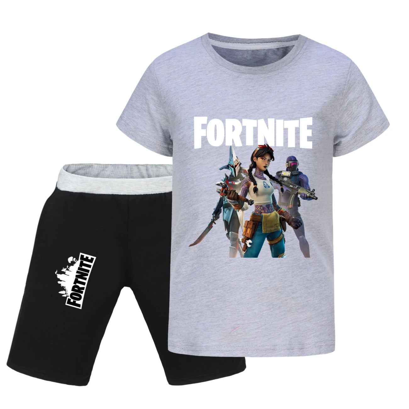 Fortnite Summer Kids Cartoon T-shirts Shorts Two-piece Set Baby Boys Tracksuit Girls Outfits 505