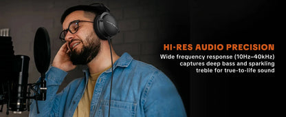 Auscultadores com Fios Over-Ear Talomen TOP W550X com Drivers de 50mm, Graves Profundos, Cabo Amovível e Microfone Integrado – Auscultadores para Gaming, DJ, Estúdio e Escritório
