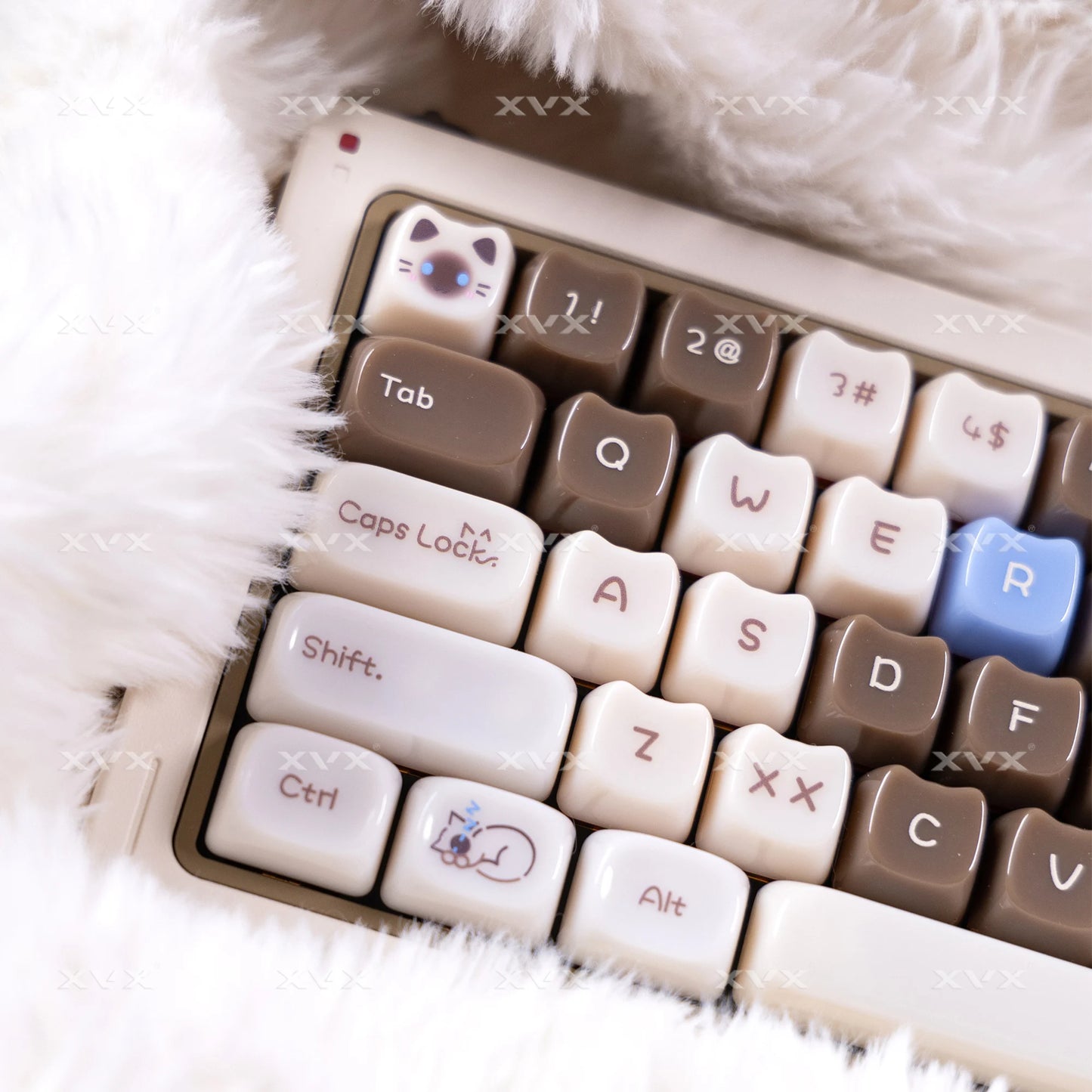 XVX 148 Keys Cat Theme Keycaps MAO Profile Key Cap Korean Glossy Cute Keycap for Keyboard 61 64 68 78 87 96 98 104 108