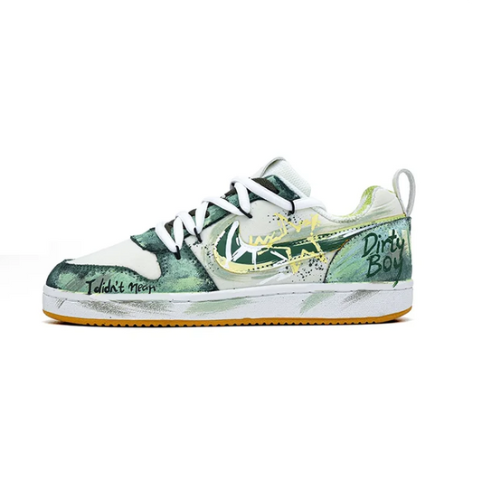 Custom Sneakers Nike Court Borough PRM "Party Star" Custom Deconstructed Graffiti Low-Top Skate Shoes for Men