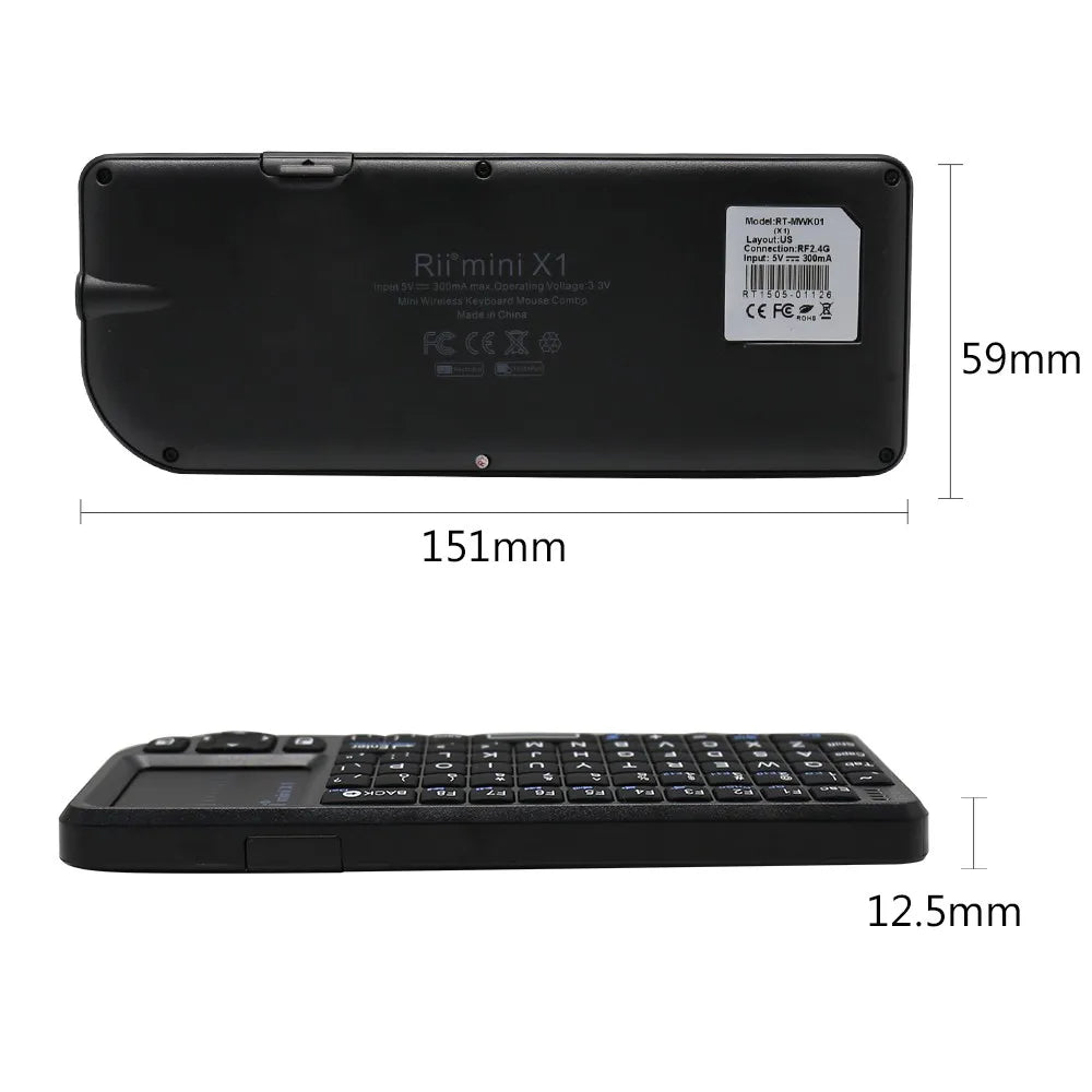 Rii Mini Wireless English Keyboard with TouchPad for Android TV Box/Mini PC/Laptop Mac, Laptop, Windows, Tablet